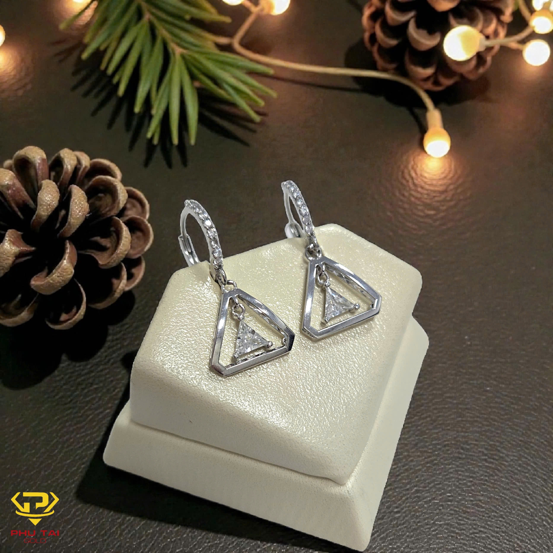 Bông tai vàng trắng (mã BT 42412)